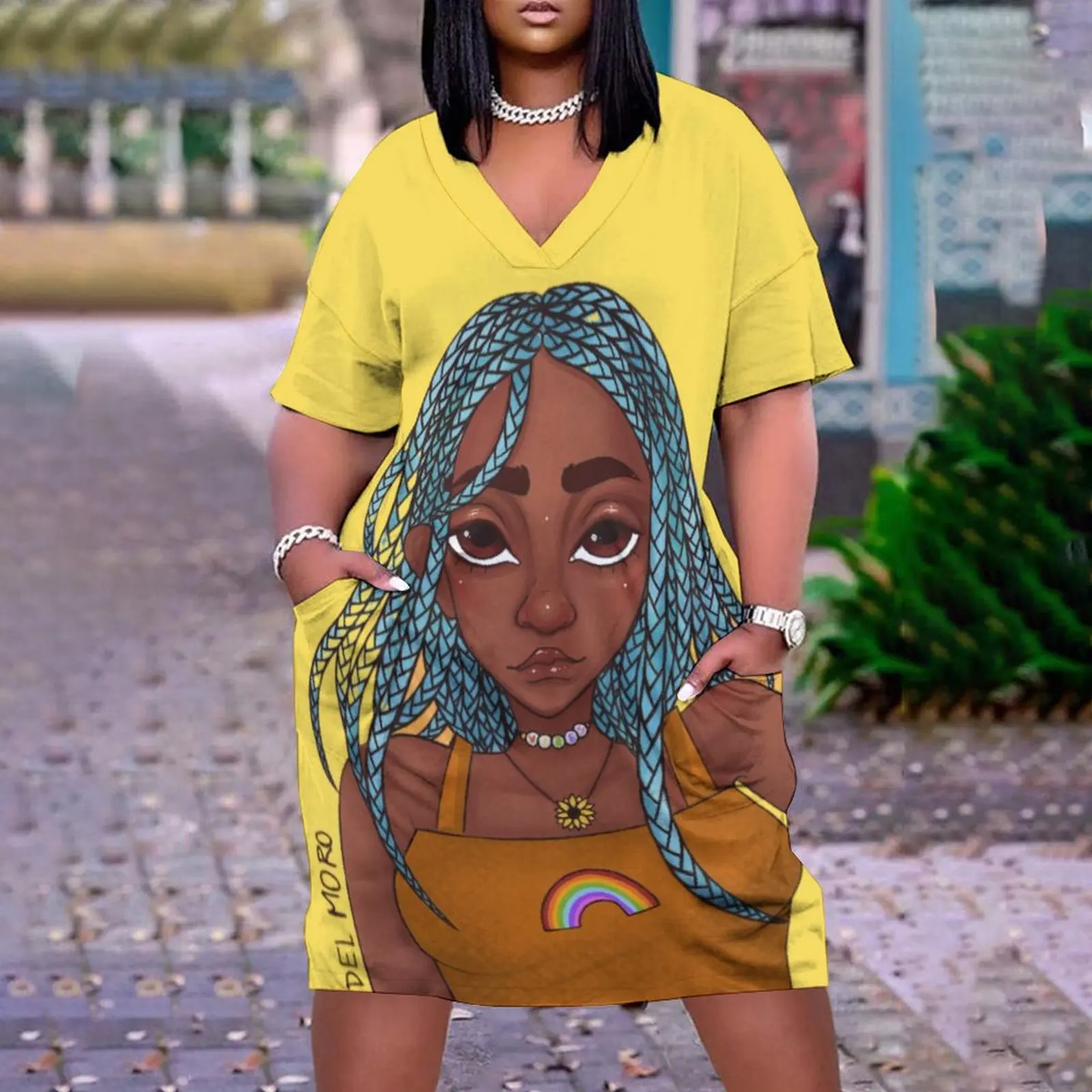 

Женское летнее платье с V-образным вырезом, платья с 3d принтом африканского человека, женские богемные облегающие готические свободные вече...