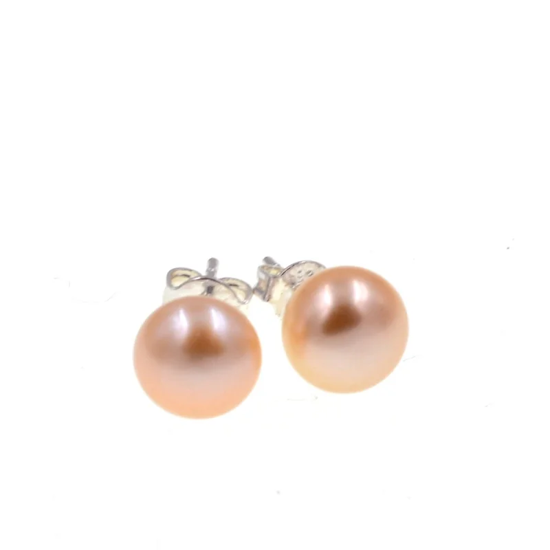 

Серьги-гвоздики с натуральным розовым жемчугом