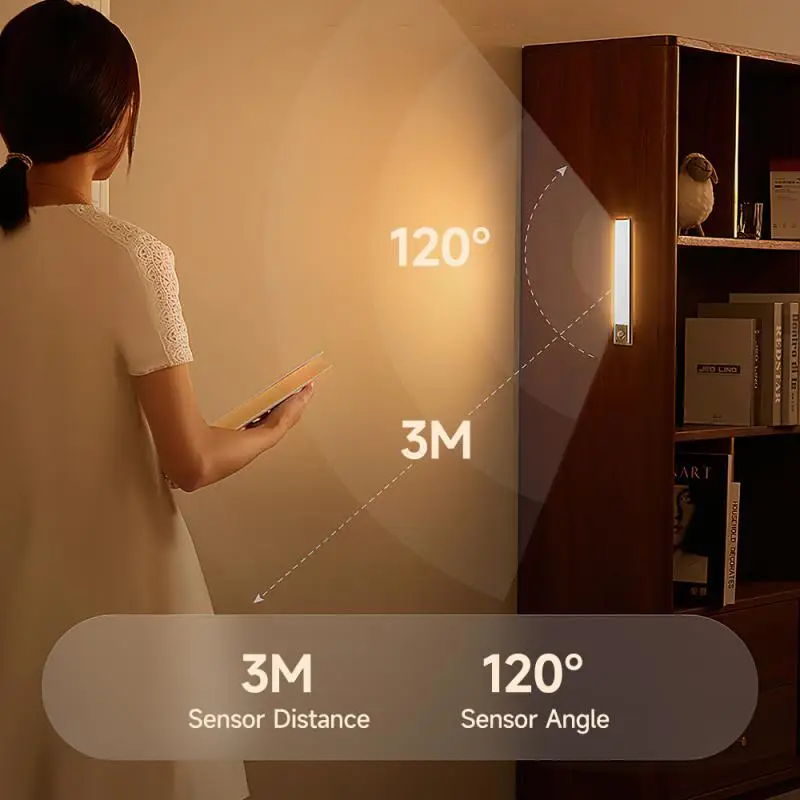 

Induction Rechargeable Strip Light Bedroom Ultra-thin Strip Light Strip Adjustable Wireless Human Body Induction Lamp Secure