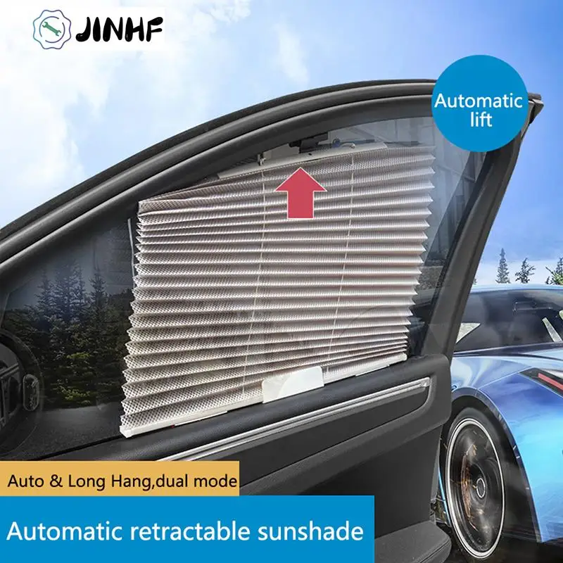 

1Pc Car Automatic Retractable Parasol Car Side Window Mesh UV Protect Curtain Foldable Curtain Sunshade