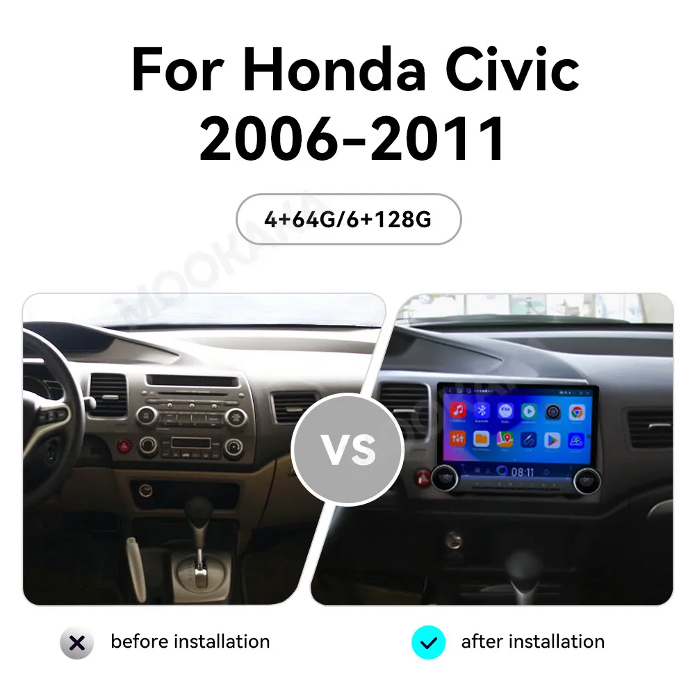 w Hondzie Civic 2006-2011 Android Car Radio 2Din Stereo Receiver Autoradio Odtwarzacz multimedialny GPS Navi Head Unit