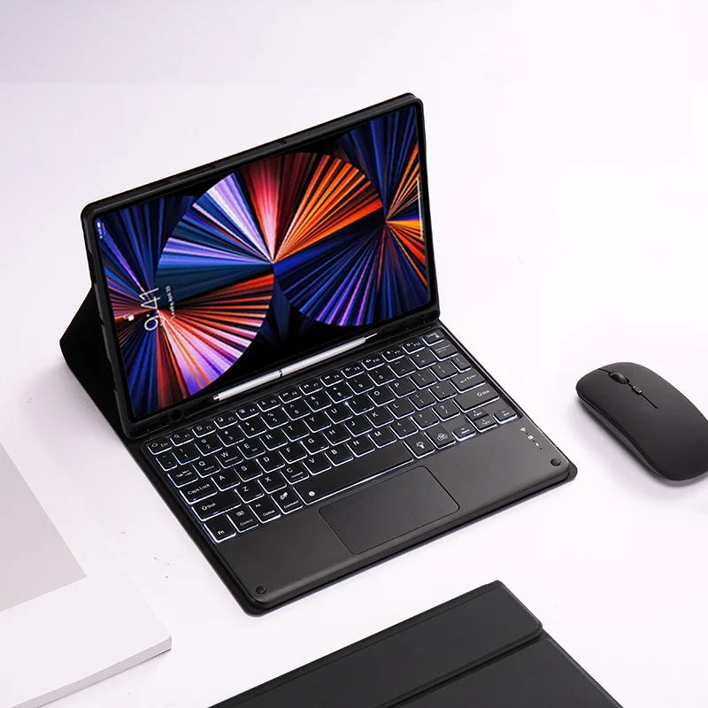 

Чехол с клавиатурой с подсветкой и Bluetooth для Samsung Galaxy Tab A8 10,5 2021 SM-X200 X205, чехол для смарт-планшета с сенсорной панелью, чехол для клавиатуры