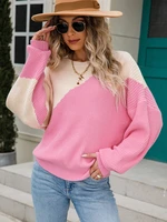 autumn 2022 sweater cropped sweater fall 2022 women sweaters knitted sweater pullover argyle sweater bat sleeve pink sweater