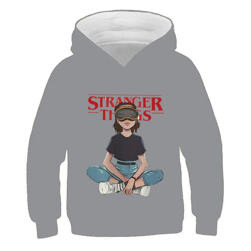 

Stranger Things 4 Kids Hooded Sweater Baby Boys Girls Clothes Solid Plain Hoodie Sweatshirt Tops Girl Autumn Winter Hoodies Coat