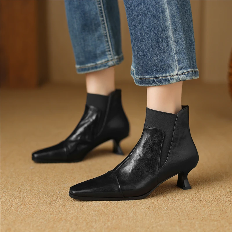 Insicre 2024 элегантные женские ботильоны с маленьким квадратным носком на среднем