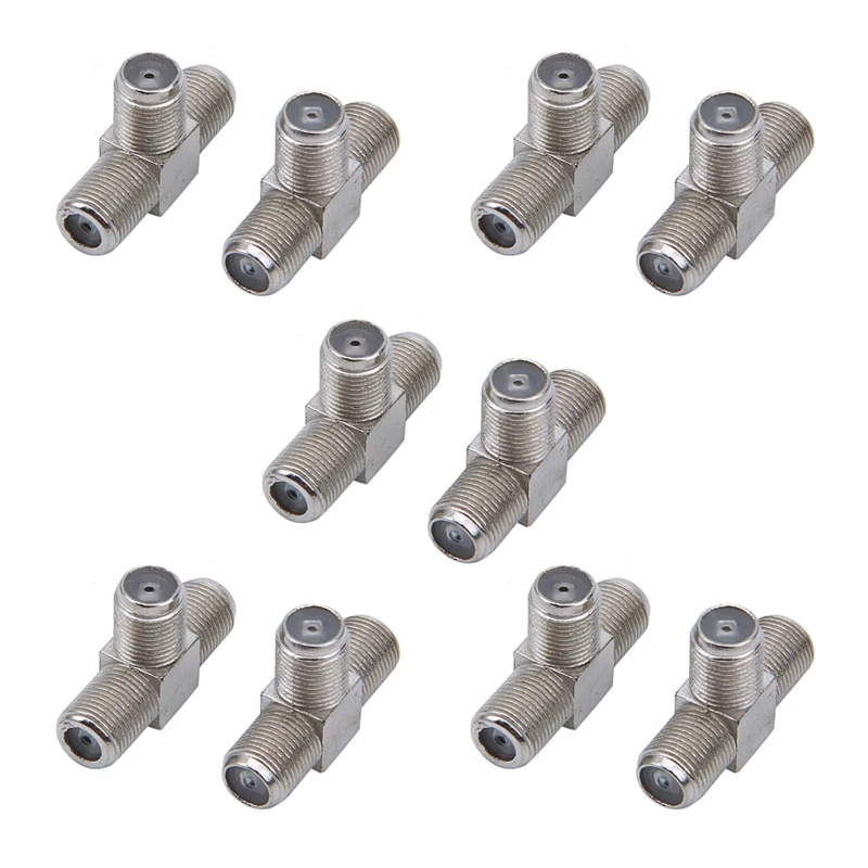 

10 PCS 2-Way F-Type Combiner TV Coaxial Connectors RF Adapters Joiners