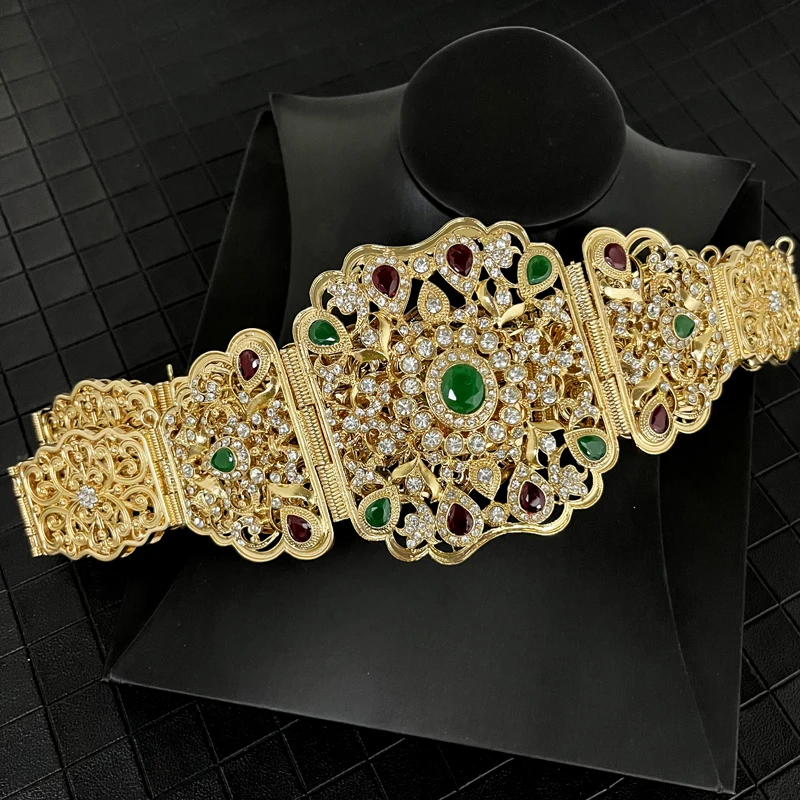 Новые Блестящие ремни со стразами модные арабские Длинные с золотым покрытием