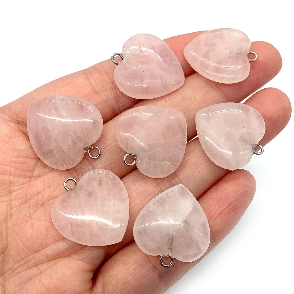 

2Pcs Exquisite Natural Stone Powder Crystal Heart Pendant 15-20mm Charm Fashion Making Jewelry DIY Necklace Earrings Accessories