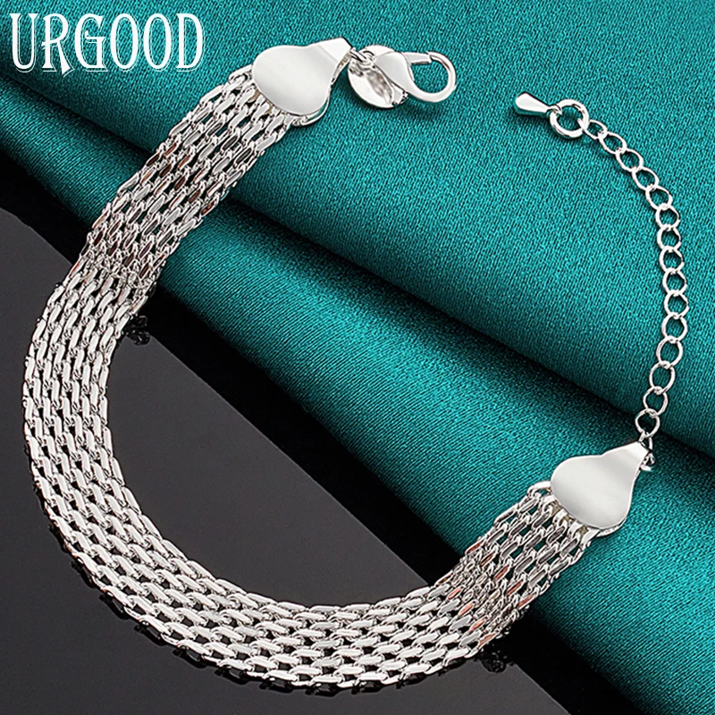 

925 Sterling Silver 10mm Weave Chain Bracelet For Women Men Party Engagement Wedding Fashion Jewelry