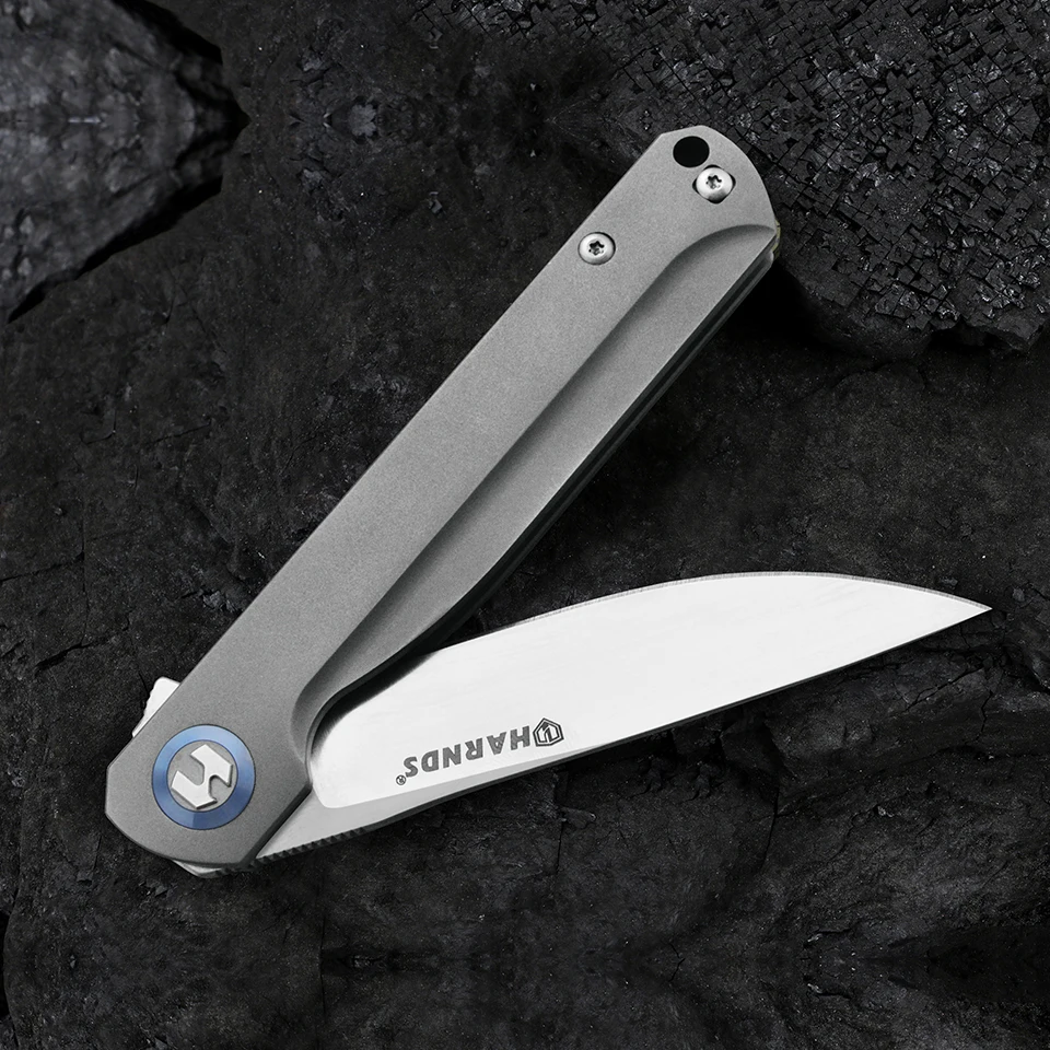Фото Harnds ветровой складной карманный нож Flipper M390 стальное лезвие титановая ручка шарикоподшипник для кемпинга барбекю EDC подарочная коллекция №4