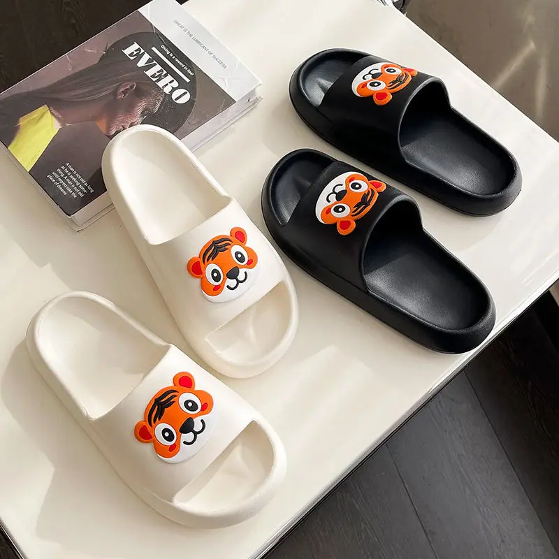 Slippers Summer Girls Thick Bottom Cartoon Tiger Shoes Home Indoor Bath Non-slip Couple Slippers Men Shoes Women