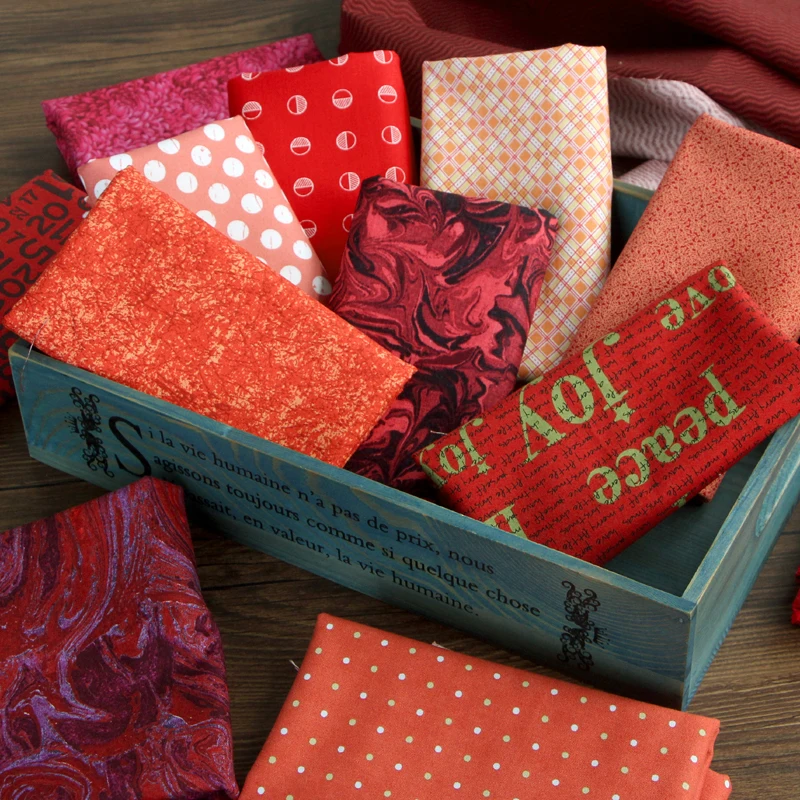 Саржевая хлопчатобумажная ткань с красным принтом для детей пэчворка шитье