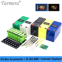 turmera 12v 5ah to 30ah battery storage box 3x7 18650 holder 3s 20a bms indicator displayer for replace motorcycle lead acid use