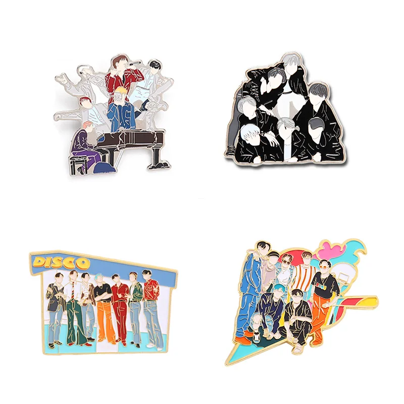 

Group Kpop Bangtan Boys Pin Metal Brooch Badge Accessories For Clothes Backpack Decoration Fans Collection
