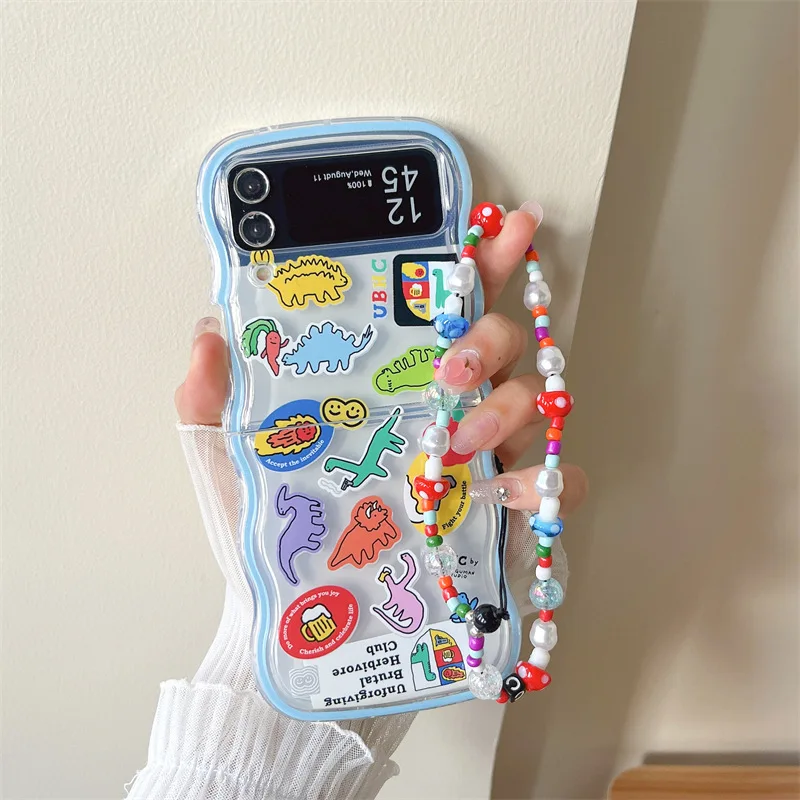 

Cartoon Dinosaur Graffiti Phone Case for Samsung Galaxy Z Flip 5 4 3 Protective Back Cover for Z Flip 5 ZFlip4 ZFlip3 Case Shell