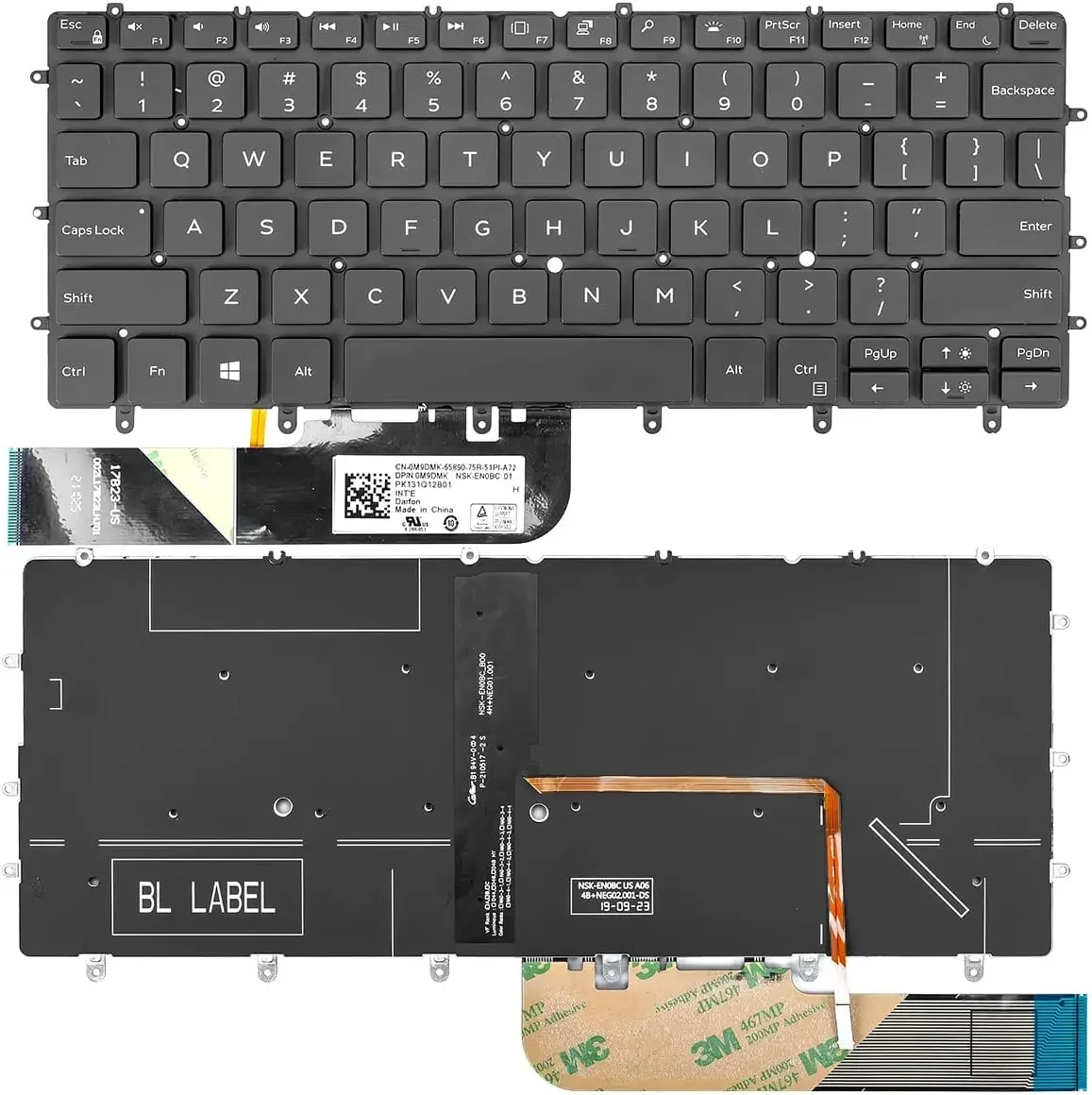Клавиатура для ноутбука Dell XPS 13 9380 9370 7390 с подсветкой