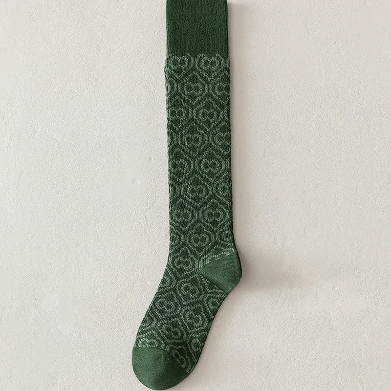 Girl Knee-high Stockings College Rhombus Plaid Knee Socks Women Spring Summer Female Sock Fashion Ladies Long Socks