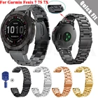 Ремешок из нержавеющей стали для Garmin Fenix 7 7S 7X 6 6X Pro 5 5X Plus 3HR, металлический браслет для наручных часов QuickFit, 20 22 26 мм