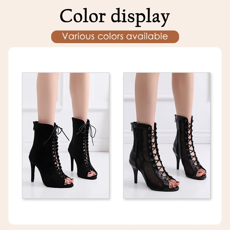 Hipposeus Women's Fashion Party Woman Sexy stilettos High Heels Latin Women Latin dance heels Boots shoes Breathable For Ballroo