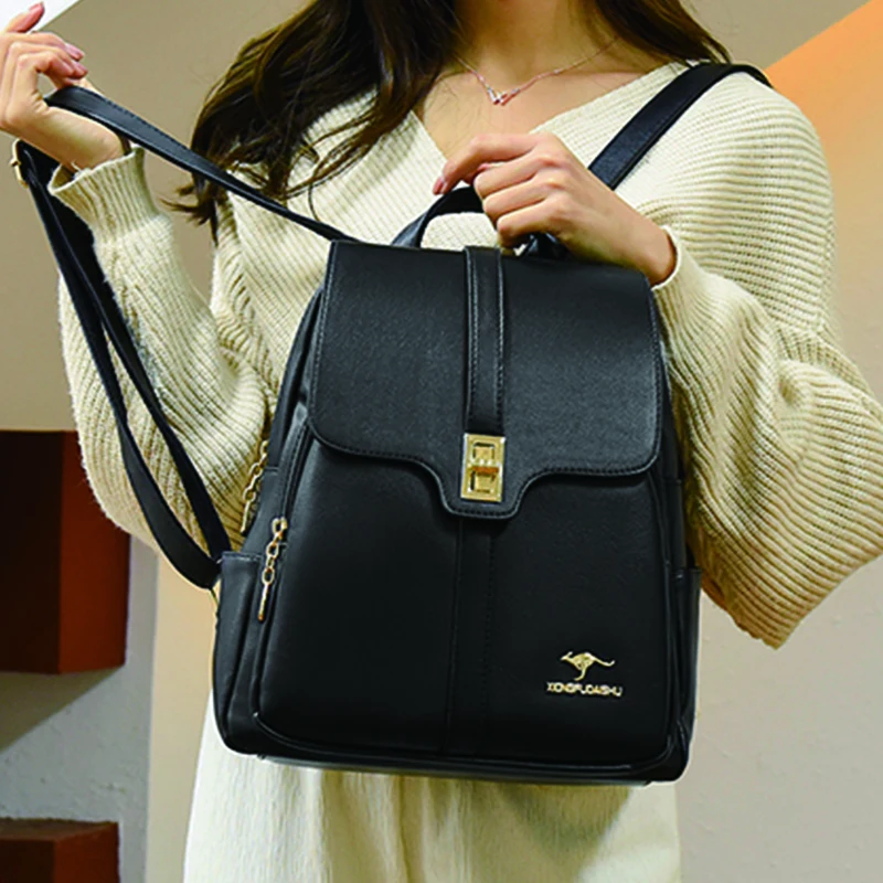 

Модный женский кожаный рюкзак, вместительный Водонепроницаемый ранец из искусственной кожи с защитой от кражи