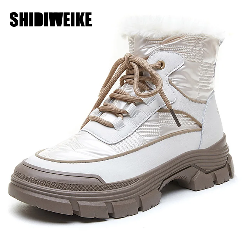 

Модные Качественные осенние женские ботинки, водонепроницаемые теплые ботинки на резиновой подошве, женские зимние ботинки на толстом мех...