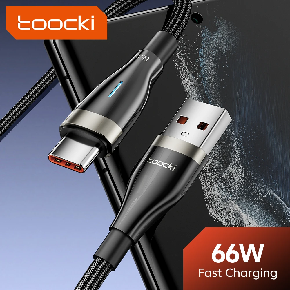 

Toocki 6A USB Type C Cable QC3.0 PD 100W Fast Charging Charger Cable For Huawei Xiaomi Poco Samsung Zinc Alloy LED Data Cord