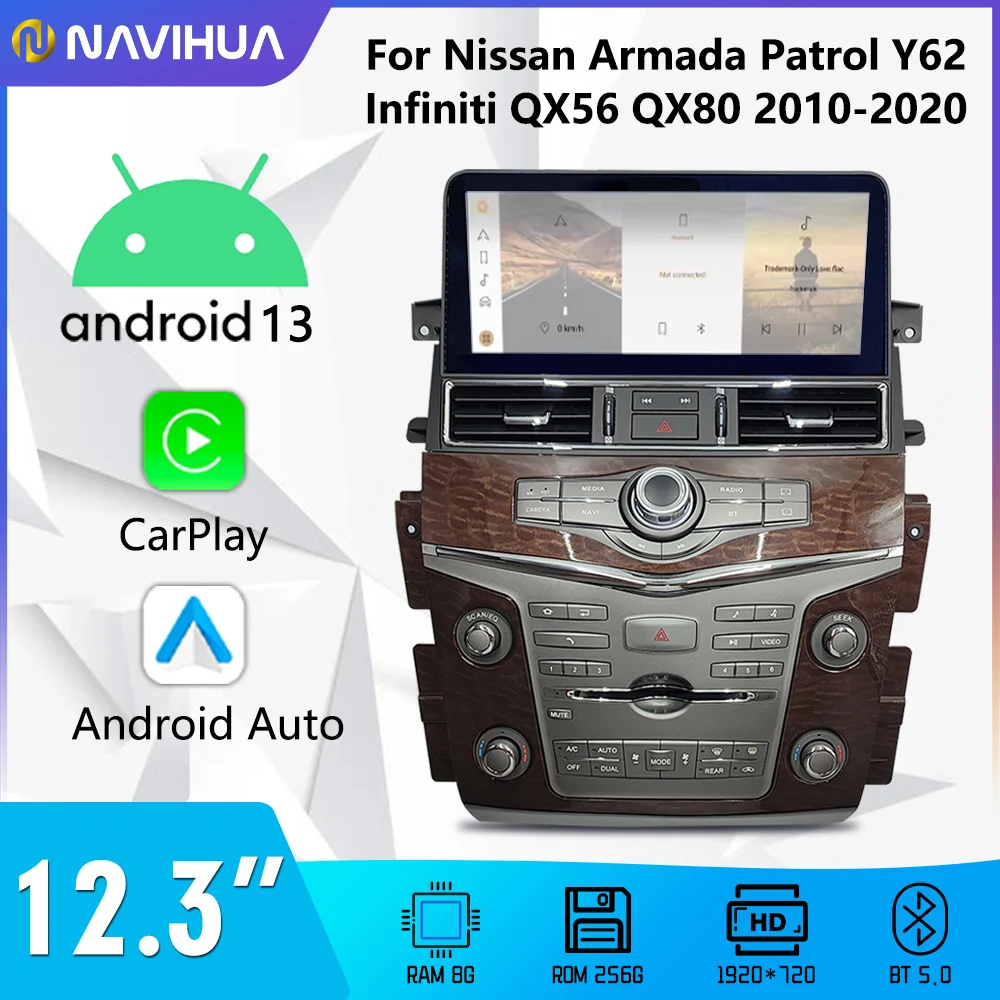 Для Nissan Armada Patrol Y62 Infiniti QX80 2010-2020 Android автомобильный радиоприемник GPS навигация