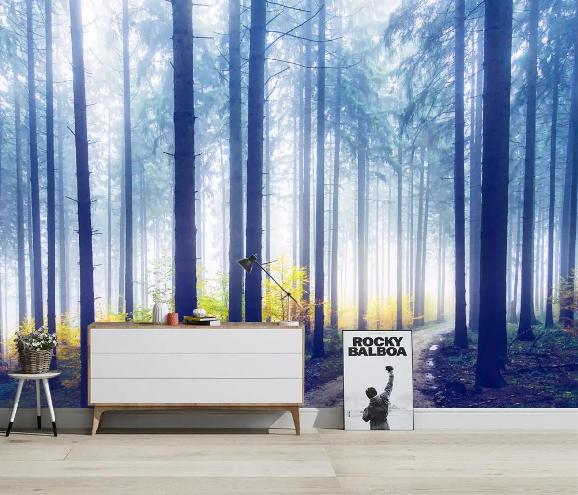 Custom Photo Wallpaper 3D Nordic foggy forest Landscape Murals wallpapers for Living Room Sofa Bedroom Wall Painting Home Decor