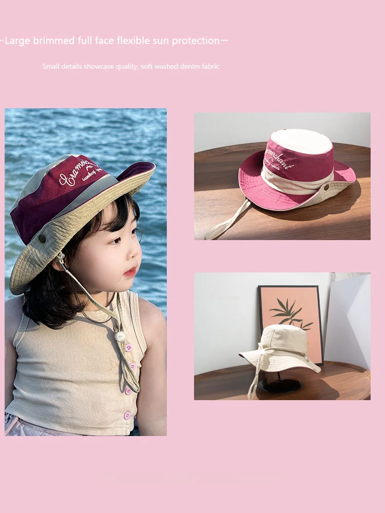 Весенне-летняя шляпа от солнца детская с вышитыми буквами контрастных цветов для