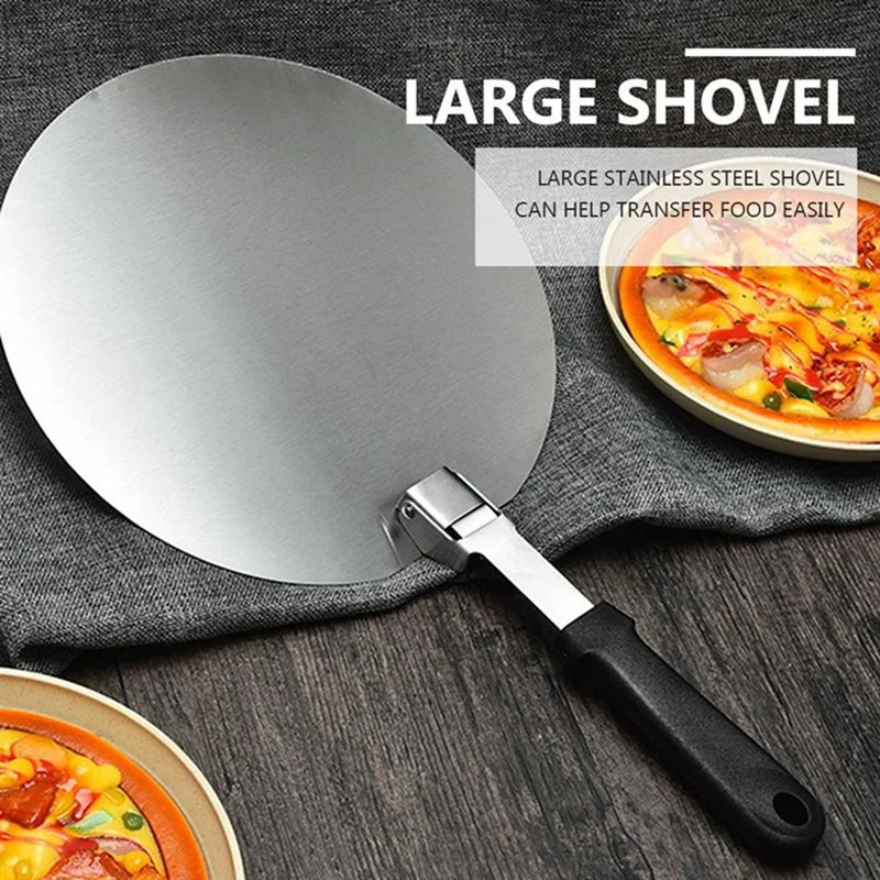 

12 Inch Pizza Shovel Cake Pizza Transfer Shovel With Pizza Slicer Stainless Steel Pizza Baking Tool With Folding Handle