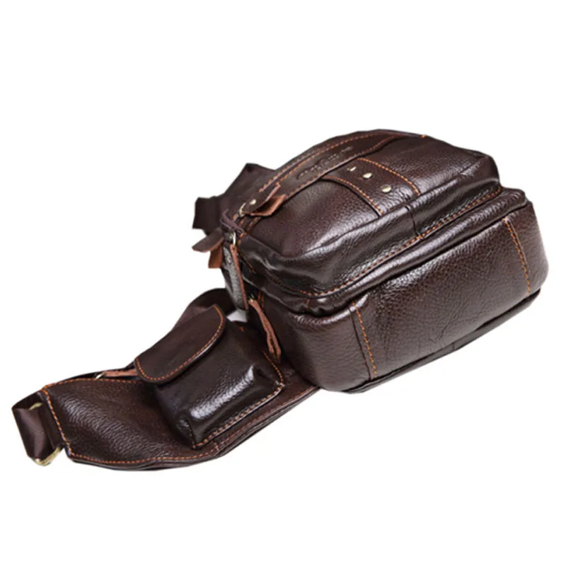 men genuine leather cowhide travel retro famous brand high quality travel messenger shoulder sling day pack chest bag new free global shipping