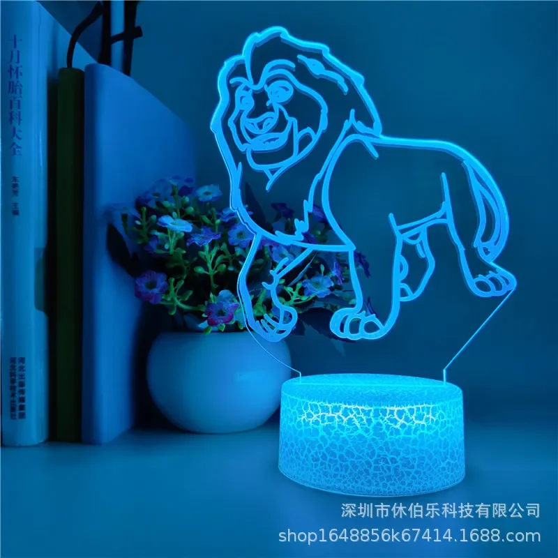 

Disney Lion King Simba 3D 7 Color Changes Night Lamp Desktop Night Light Holiday Valentine's Day Gift Bedroom Bedside Table Lamp
