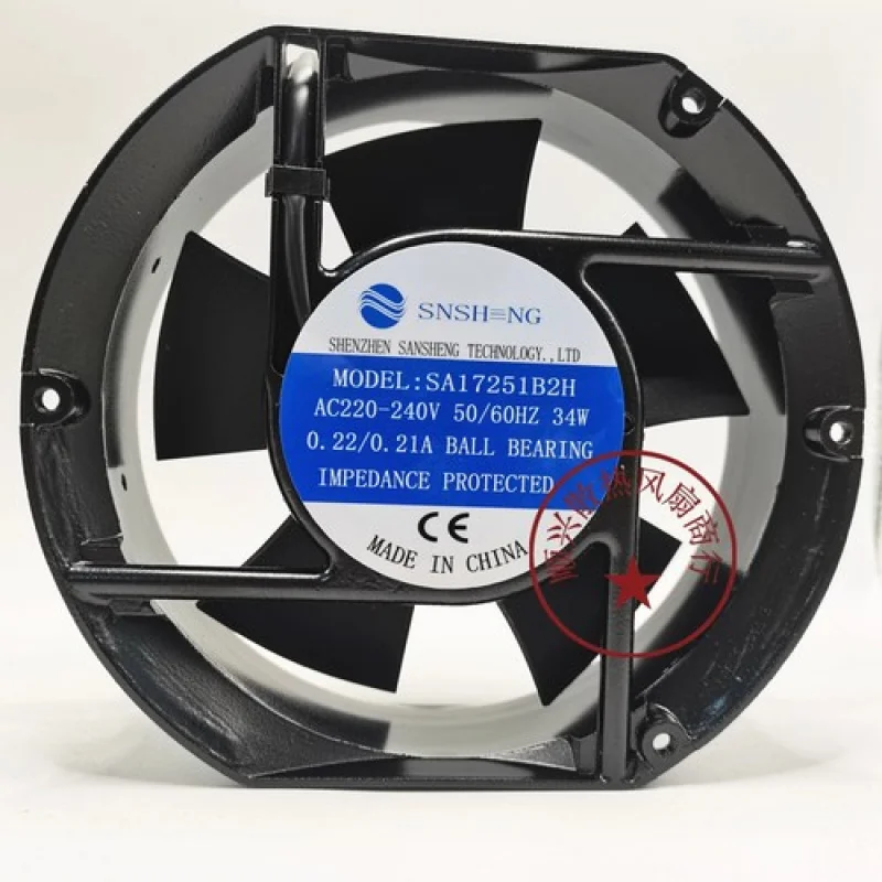 Фото C для SNSHENG SA17251B2H AC220V-240V 34W 0.22A/0.21A Охлаждающий вентилятор №1