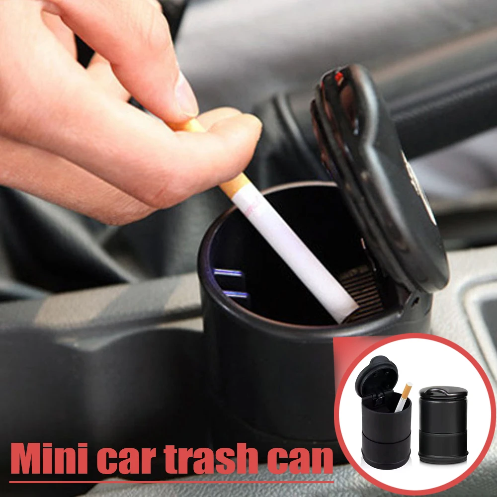 

Car Ashtray Garbage Coin Storage Cup Mini car trash can Black Container Cigar Ash Tray Car Styling Universal Size Ashtrays