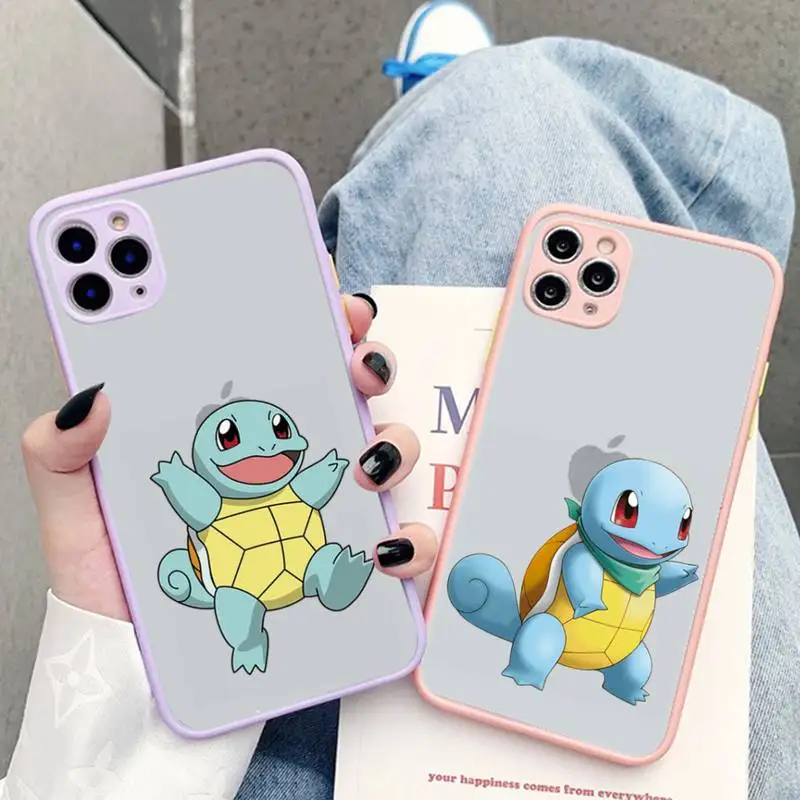 

BANDAI Pokemon Squirtle Phone Case for iPhone X XR XS 7 8 Plus 11 12 13 pro MAX 13mini Translucent Matte Case