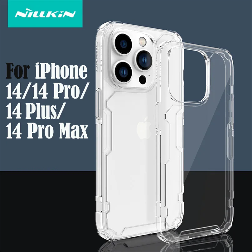 

Nillkin For iPhone 14 Pro Max Case For iPhone14 Nature Pro Transparent Clear TPU PC Protection Cover For iPhone 14 Pro /14 Plus