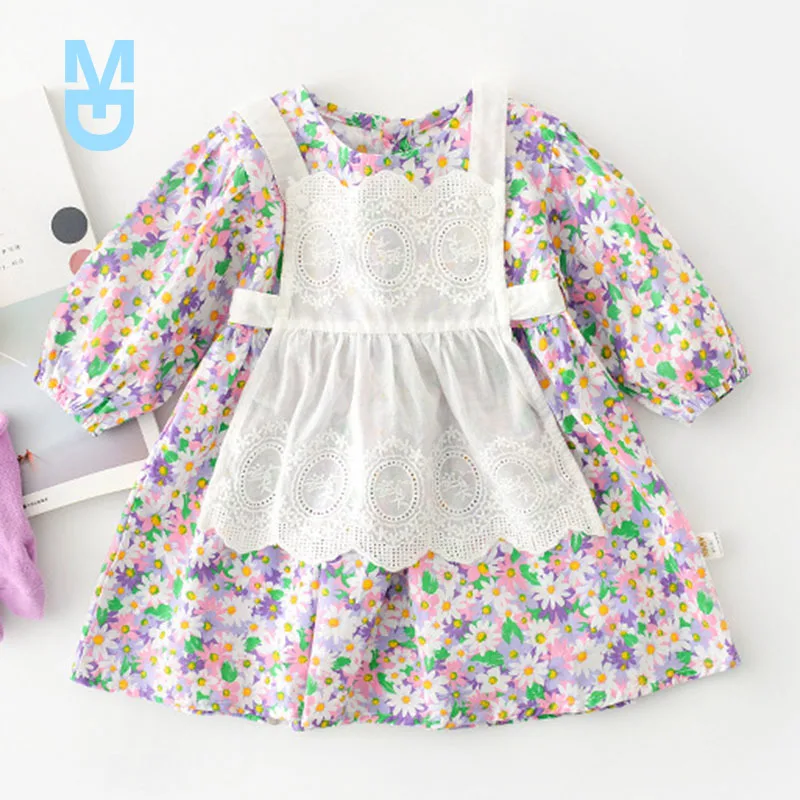 

New 2022 Spring Autumn Kids Girl Floral Two Piece Rompers Infant Baby Girl Newborn Rompers Dress Clothes Baby Girl Rompers Dres