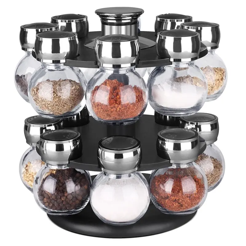 

16 Piece Revolving Spice Rack, Black
