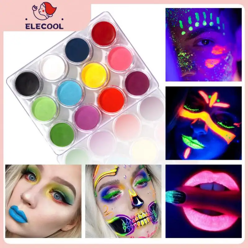 

Women Cosmetic Facial Fluorescent Graffiti Material Matte Color-developing Eyebrow Cream Lip Mud Facial Makeup Palette 1 Pcs