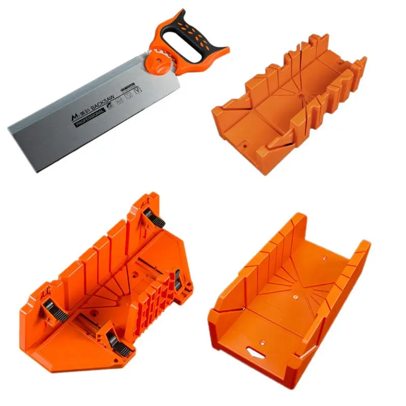 

12/14" Adjustable Wood Miter Box Saw Cutting Grip Back Saw 0/22.5/45/90 Degrees