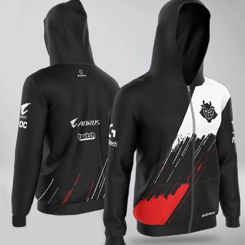 

G2 Esports Hoodies Game LOL CSGO Team Hoodies Men Women Fashion Sweatshirts Zipper Hoodie Custom Streetwear Unisex Jacket Coat