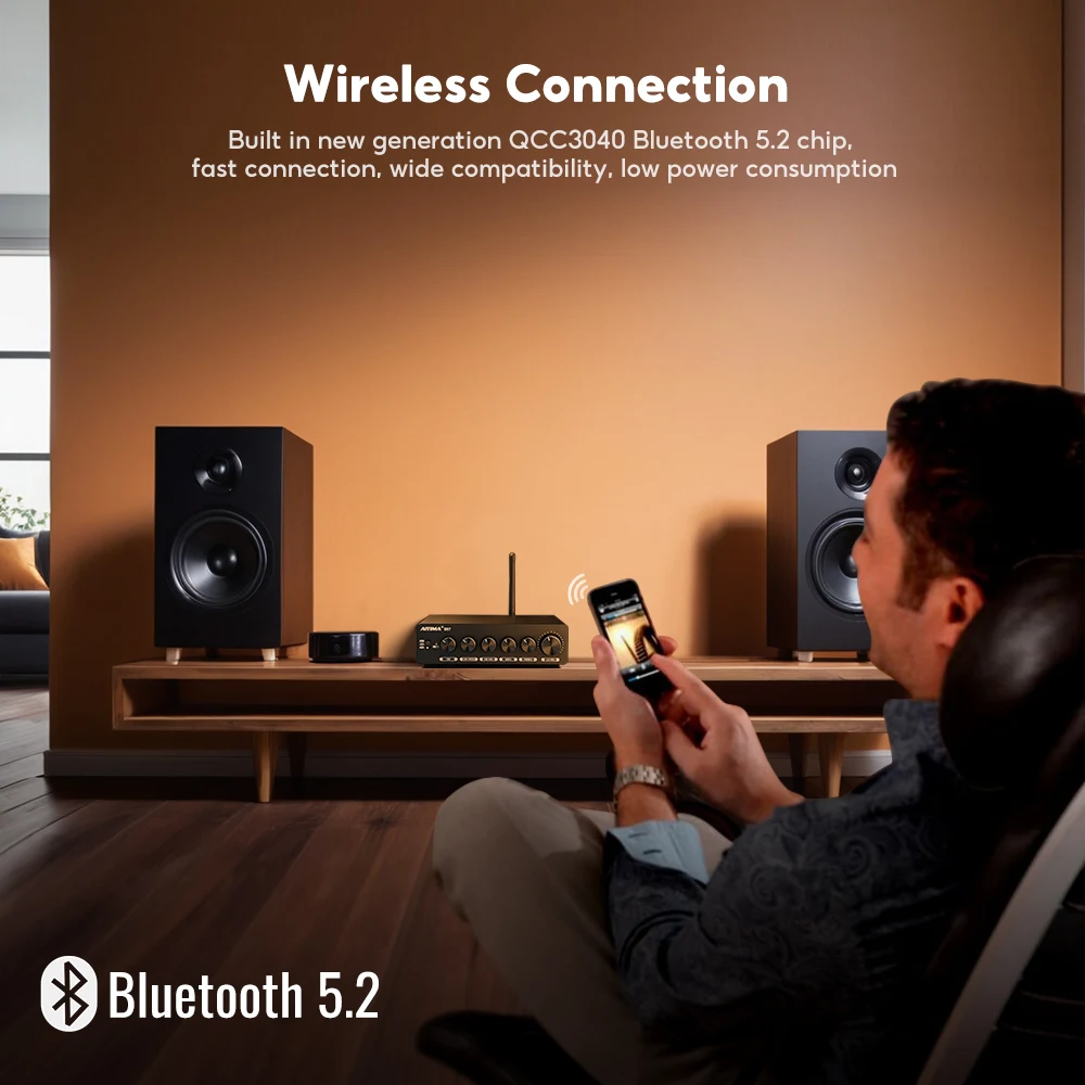 AIYIMA B07 Bluetooth HiFi стерео усилитель TPA3255 2 1-канальный мощности 300 Втx2 + Вт с контролем