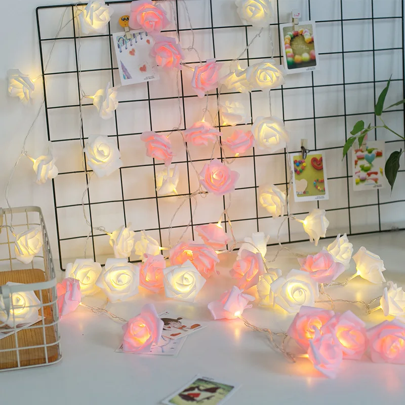 

3M 20Led Flower String Lights Artificial Pink Bouquet Romantic Lamp Fairy Light Garland for Valentine Wedding Day Decoration