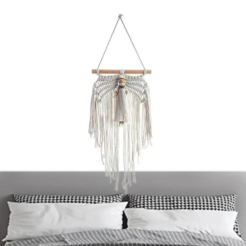 

Handwoven Little Angel Wings Tapestry Macrame Wall Hanging Boho Woven Tapestry Bohemian Style Crafts Home Decorative Tapestry