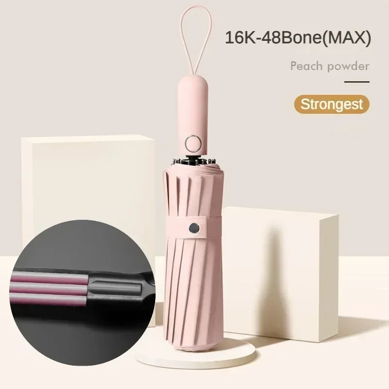 

Ветрозащитный прочный полностью автоматический мужской зонт, усиленная 48, защита от солнца и ультрафиолета, большие складные зонты от дождя, мужской зонтик от дождя