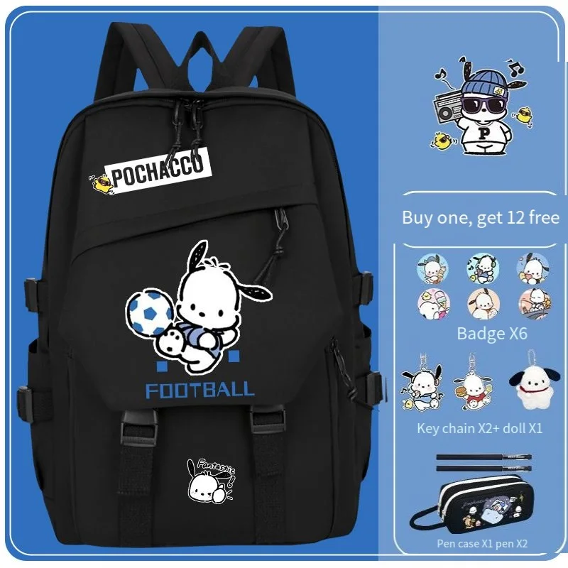 

Sanrio Student Backpack Pochacco Shoulders Portable Anime Figure School Supplies Gift Prize Pupils Middle School Student Kawaii