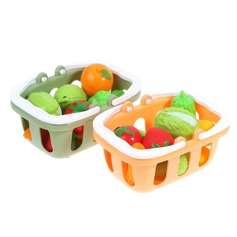 

1Set 1:6 Dollhouse Miniature Vegetables Fruits with Basket Mini Supermarket Modle Toys Pretend Play For 30cm Doll house Decor