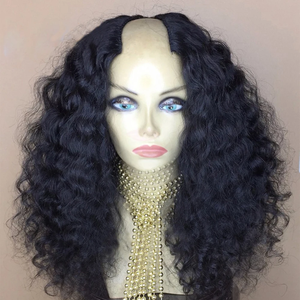 

180 Density Water Wave Upart Human Hair Wig 2x4 Middle Opening Brazilian Remy U Part Wigs For Black Women