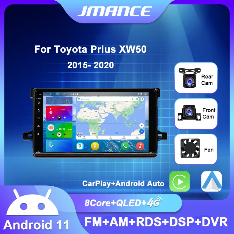 

JMANCE For Toyota Prius XW50 2015 - 2020 Car Radio Ai Voice Multimedia Video Player Navigation GPS Android No 2din 2 Din DVD