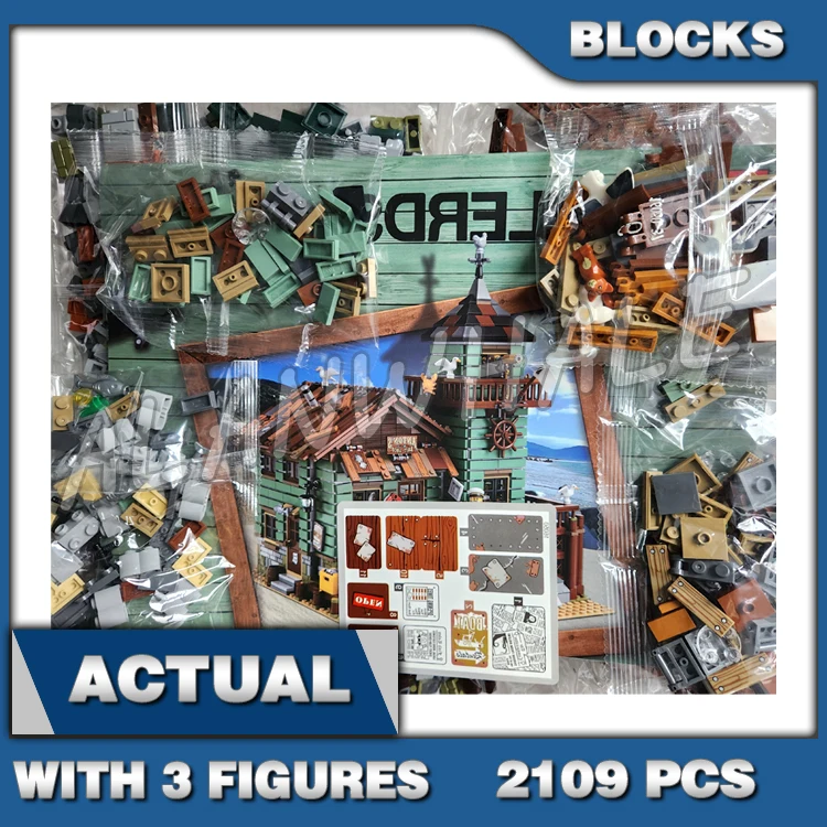 

2109pcs Ideas Modular Old Fishing Store Shop Lookout Tower Office Beachside 16050 Building Blocks Set Compatible With Model